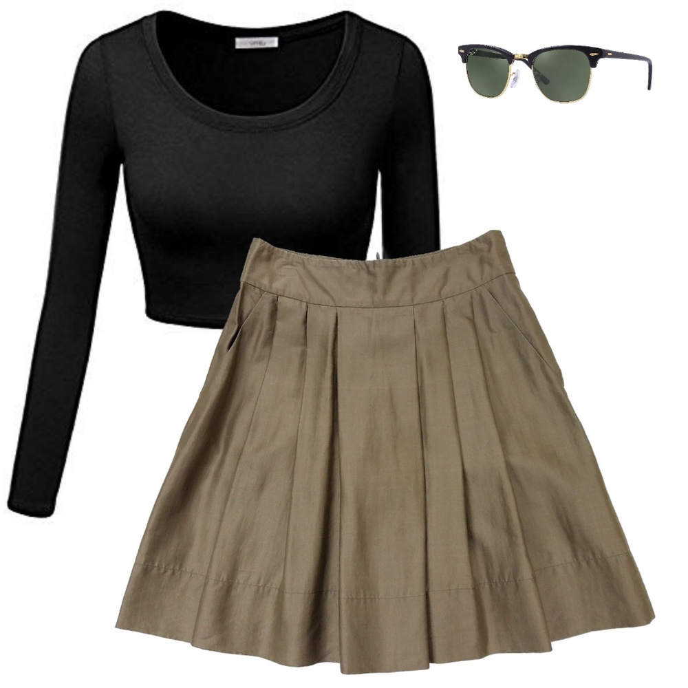 Barneys New York box pleated silk skirt